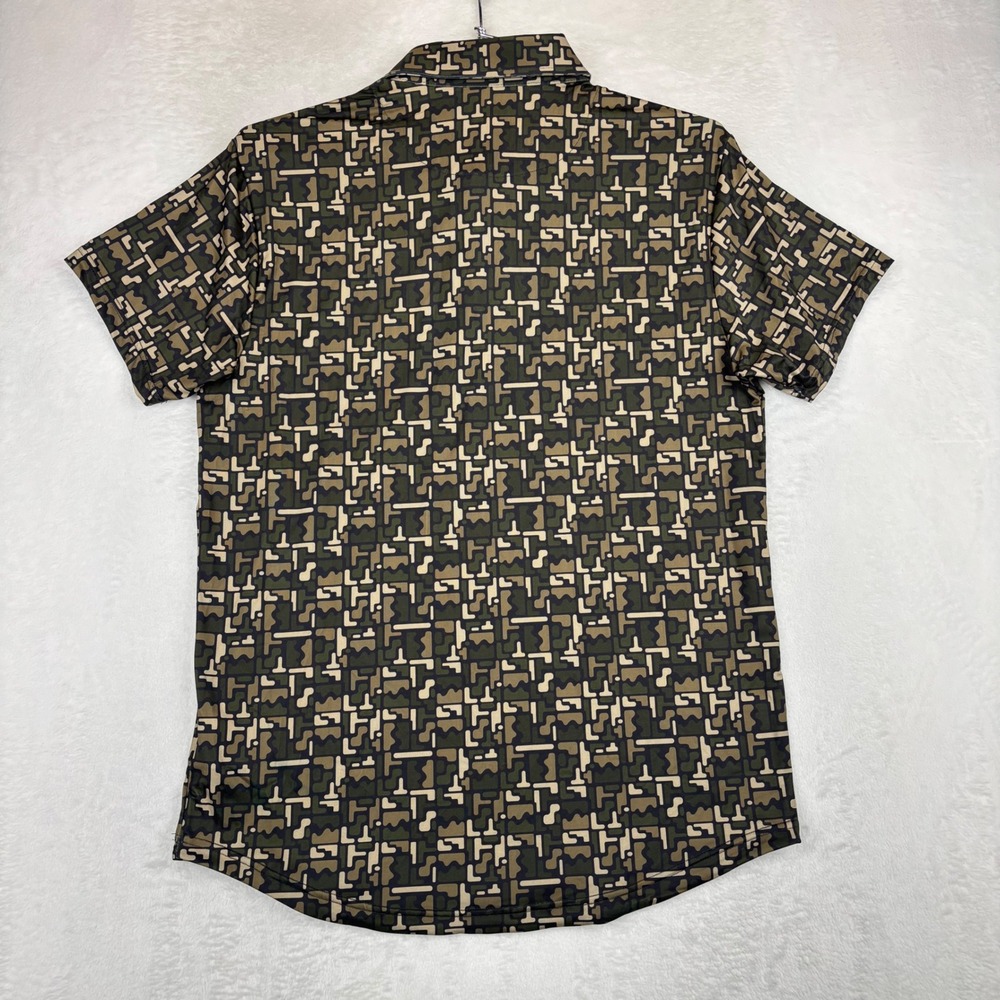BYLT Premium Mens 444 Golf Polo Shirt Green Camo Geometric Design New W/ Tags - Picture 4 of 7